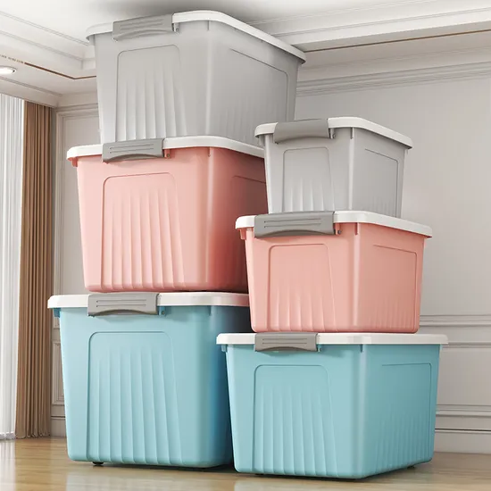 6 to 250 Litre Large Space Colorfull Plastic Storage Bin Box with Wheels and Handle for Organizing