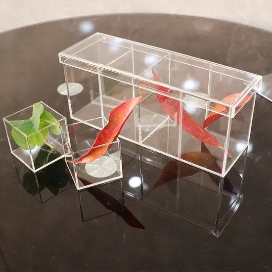 Customized 3 Cells Clear Acrylic Storage Box with Lid Seprately Rectangle Acrylic Box