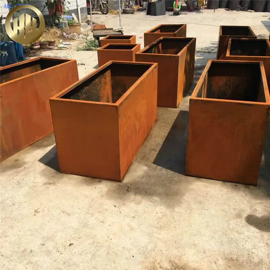 Flowerpot Weathering Steel Planter Box Custom Metal Flower Box
