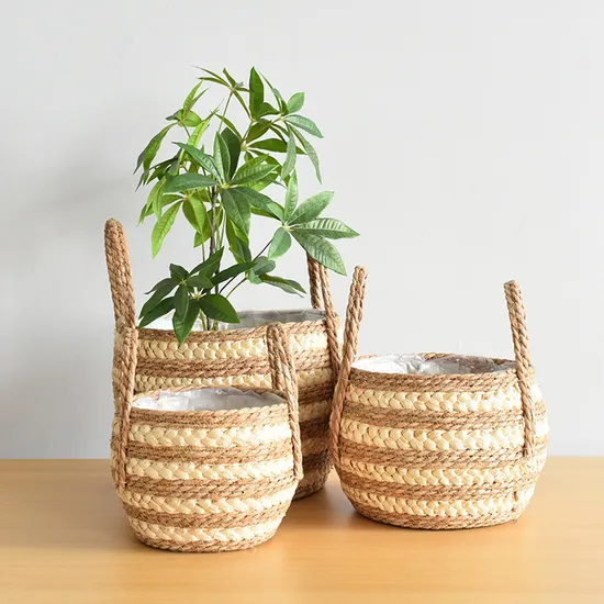 Environmental Protection Seagrass Woven Storage Basket Flower Pot & Planter