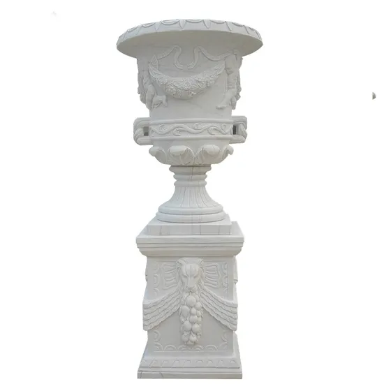 Outdoor Garden Decoration Carved Stone Granite Flower Pot