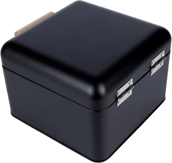Square Metal Wooden Handle Bread Bin