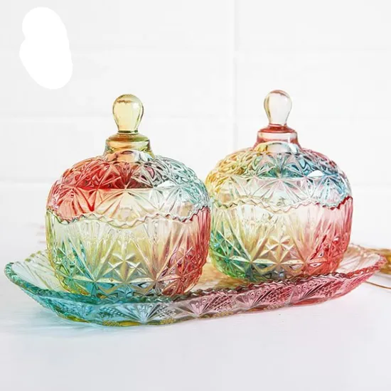 Quality Latest Arrival Crystal Glass Candy Jar with Glass Lids