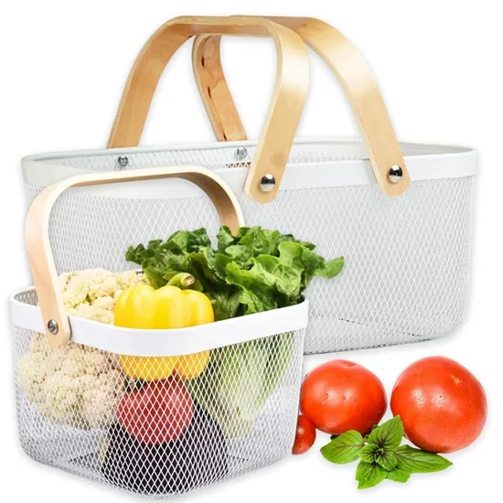 Portable Fruit Picnic Organizer Basket with Double Folding Handles
