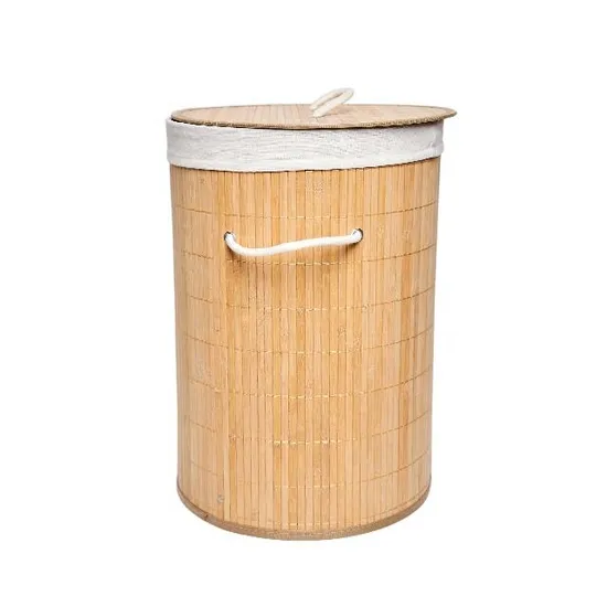 Round Folding Bamboo Laundry Hamper Large Space Foldable Bamboo Laundry Basket