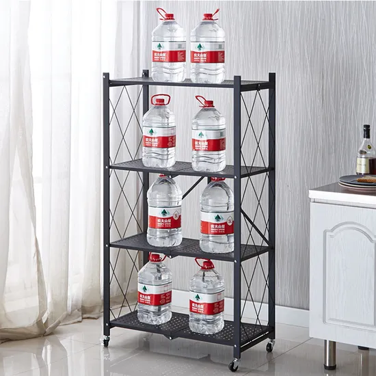 Foldable Kitchen Metal Display Book Rack Shelf Wheels Kitchen Organizer Shelf