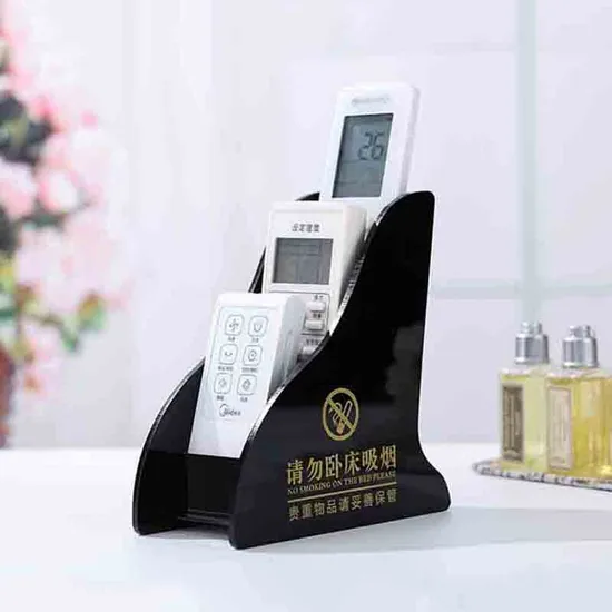 Custom Hotel Room Black Storage Shelf Acrylic Remote Control Display Rack