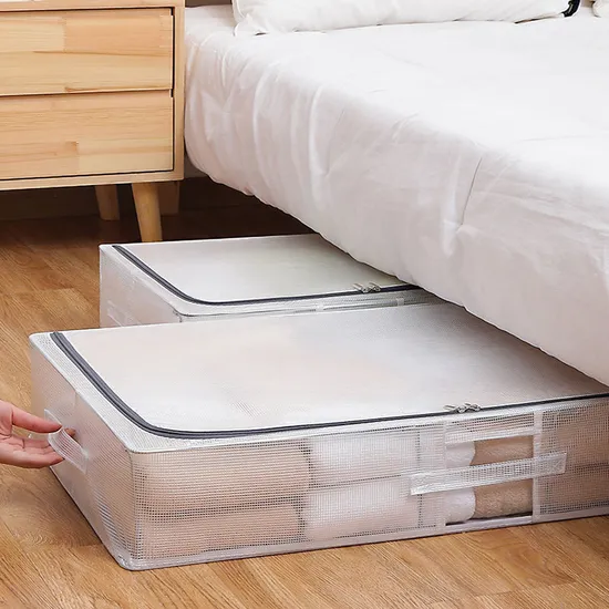 Large Capacity Folding Shoe Box Storage PVC Material Under Bed Storage with Reinforced Handle