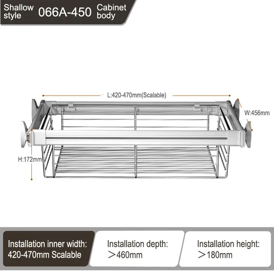 Cloakroom Wardrobe Built-in Sliding-Rail Type Small White Clothes Storage Basket--450