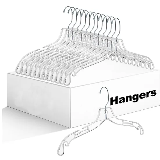Transparent Clear Plastic Clothing Coat Shirt Dress Hangers in Bulk Price Garment Hanger Acrylic Hanger for Garment Display Rack
