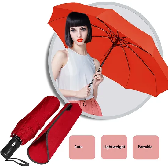 Auto Lightweight Portable Sun Ladies Rain Folding Promotion Gift Compact Customize Umbrella