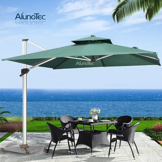 New Design Outdoor Cantilever Sun Block Parasol Solar Light Restaurant Cover Umbrella