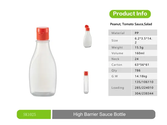 Hot Sale 280ml PP and EVOH Five-Layer High Barrier Squeezable Sauce/Soup Bottle