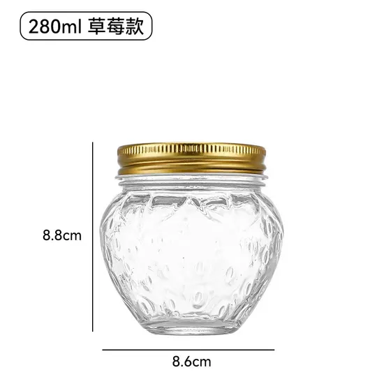 280ml-480ml Strawberry Orange Ketup Tomato Sauce Glass Storage Jam Jar with Tinplate Lid