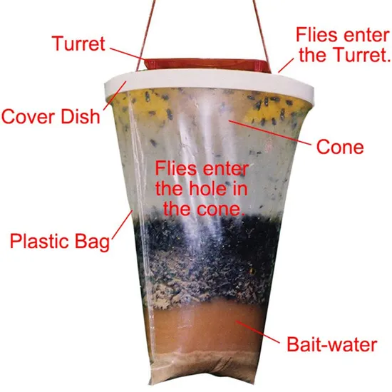 Disposable Red Top Fly Traps Fly Catacher Bag Traps