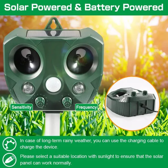 Household Garden Yard Solar Powered Ultrasonic Pest Snake Mouse Repeller Solar Animal Repeller