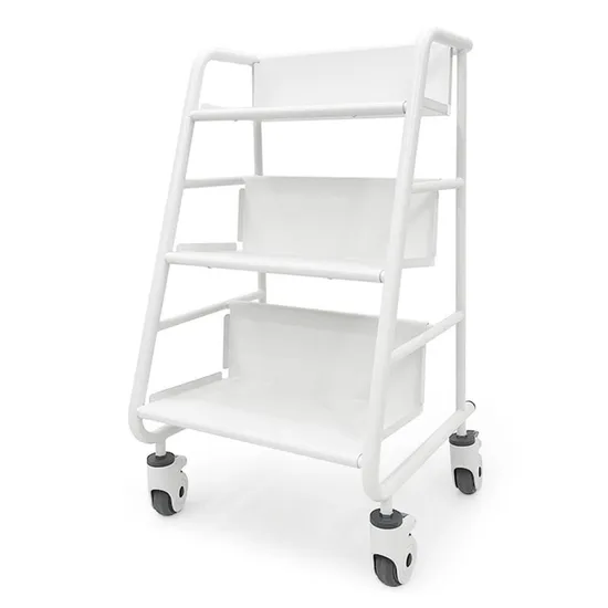 3 Layers Movable Steel Stamping Fabrication Cart with Wheels Book Display Rack for Library