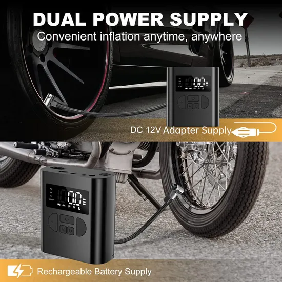 Portable Rechargeable Cordless Mini Tire Inflator 150psi Air Pump Compressor Digital Pump with LED Working Light Power Bank