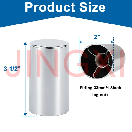 Axle Cover Front ABS Chromed, 33mm X 3 1/2" Thread-on Cylinder Lug Nut Covers, Anti-Rust and All Weather