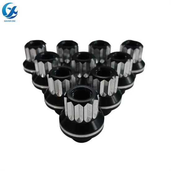 CNC Machined Custom M12X1.5 Short Shank Black Machined Billet Aluminum 12PT Lug Nuts