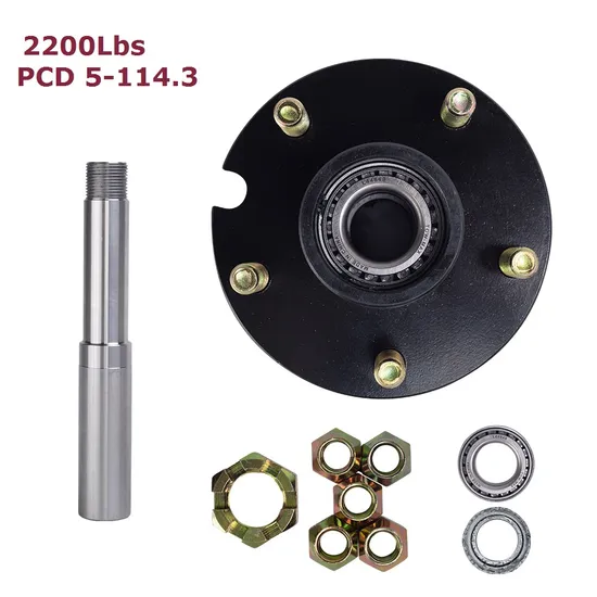 2200lbs Capacity 5-114.3 PCD Round Boat Trailer Half Stud Axle Spindle Hub with Lubed Idler Hub Assembly