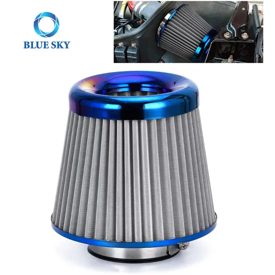 Customized 76mm 3inch Modified Intake High Flow Car Mushroom Head Blue Stainless Steel Mesh Air Filter Element