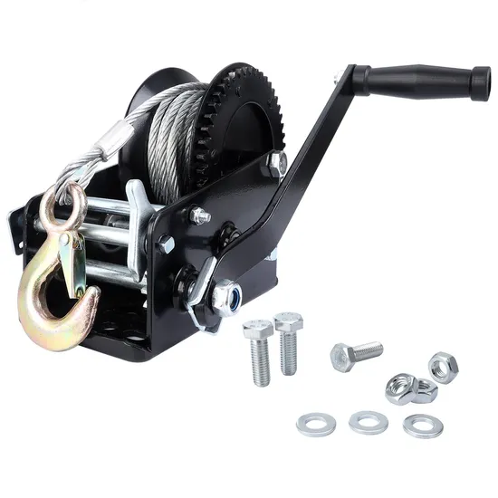 Manual Hand Winch 1565kgs Boat Trailer Caravan 9.5m Strap Marine Pull