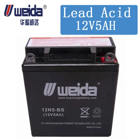 Weida Motorcycle 12n5 Yb5l 12V5ah AGM Good Starter High CCA Gel Motorcycle Parts Mf VRLA Lead Acid Free Maintenance Sealed Rechargeable Battery
