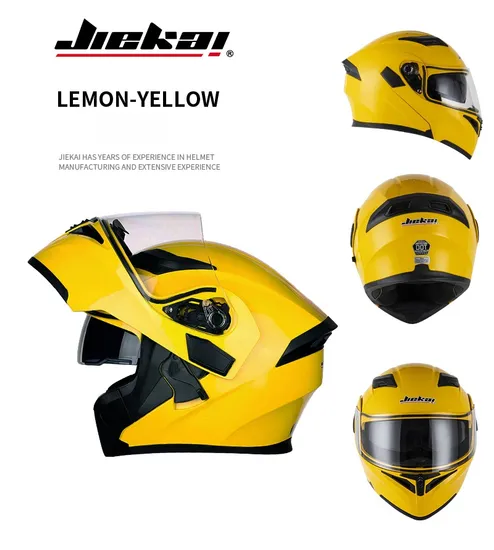 Factory Price Newly Designed ABS Motorcycle Helmet Flip-up Helmet Jk902 Yellow with DOT and ECE Certifications