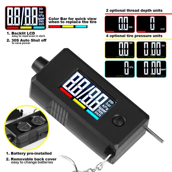 2 in 1 Tire Tread Depth Inspection Car Air Pressure Digital Gauge