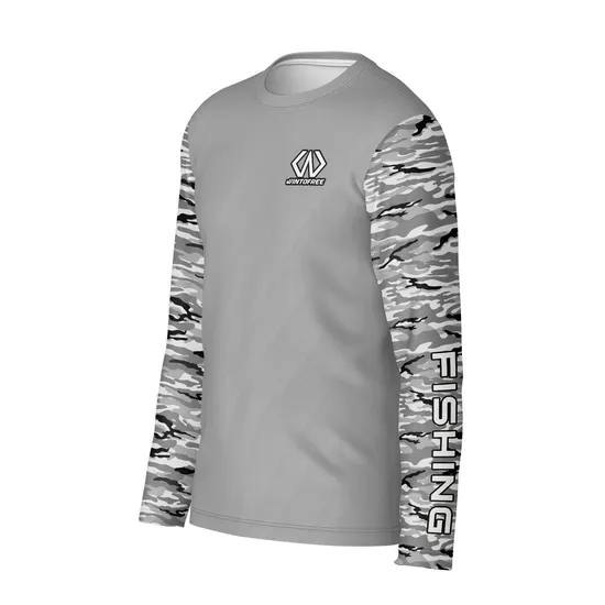 Custom UV Protection 100% Polyester Sublimation Crew Neck T Shirt Long Sleeve Fishing Sports Round Neck T Shirt Custom Made O Neck T Shirts
