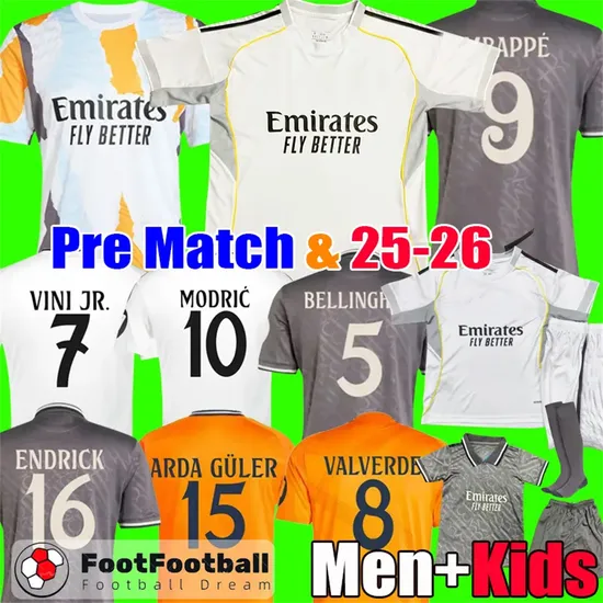 2025 2026 Mbappe Bellingham Modric Vini Jr Football Shirt Soccer Jerseys Real Marcelo Alaba Rodrygo Valverde Rudiger Madrids 25 26 Men Kids Kit Tops