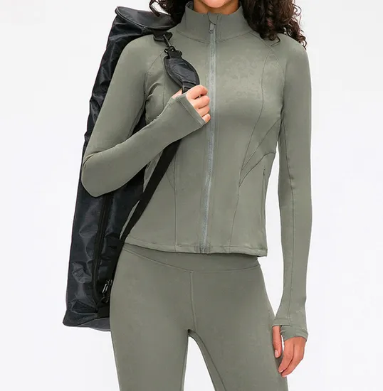 Female Zipper Yoga Gym Fitness Athletic Sports Active Pilates Wear Running Jacket