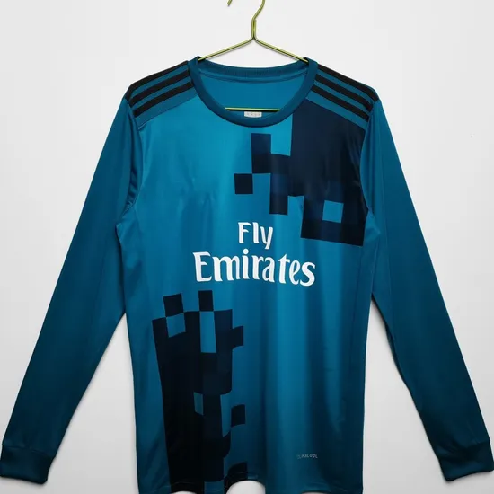 2007-2008 Madrid Retro Away Long Sleeve Player Version Club Soccer Jersey