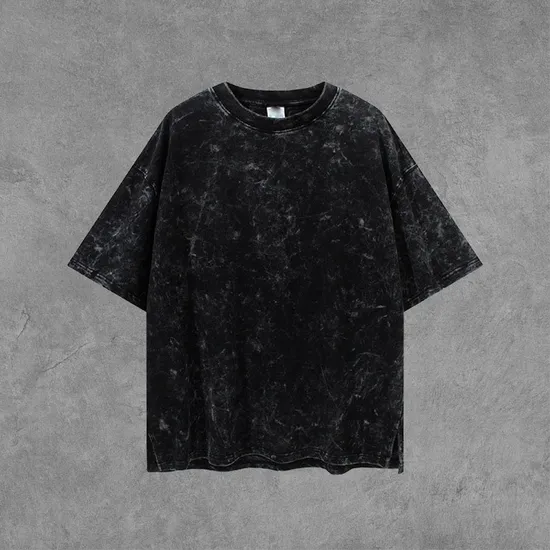 Fashion 100% Cotton Cheap Men Crew Neck Acid Wash Oversize Black Vintage T Shirt