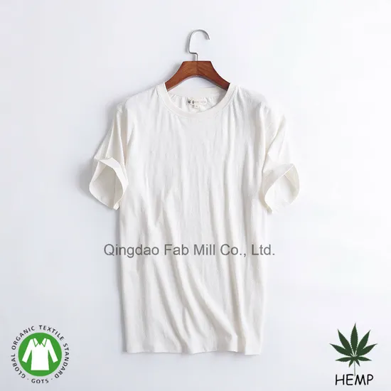 Men′ S Hemp Organic Cotton Eco-Friendly Round Neck T-Shirt (MST-180)