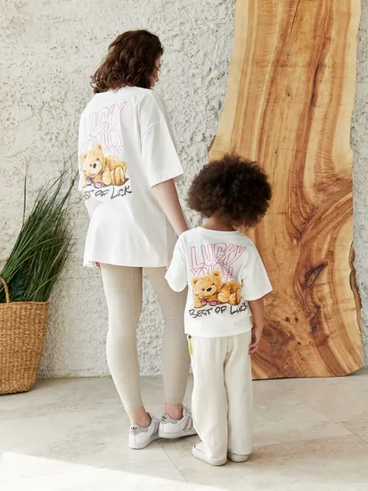 100% Cotton Digital Print Parent-Child Outfit Mama & Kids Clothing Cotton T-Shirts