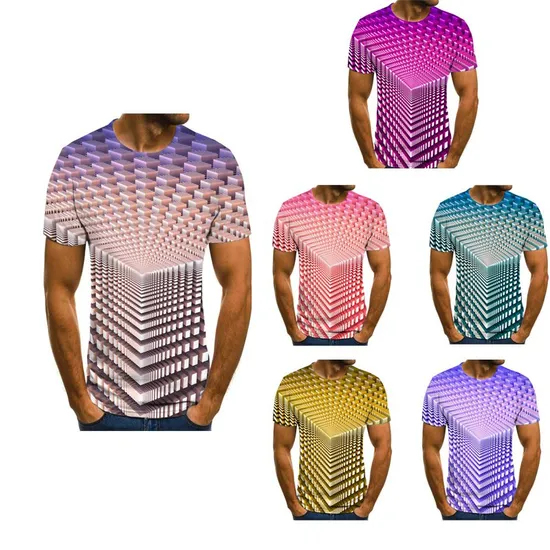 Custom OEM Men′s Dry Fit Round Neck Blue Camo Graphic Sublimation Sport T Shirts