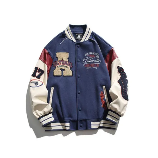Version of Trendy Street Embroidered Wholesale Men Plain Varsity Baseball Jacket