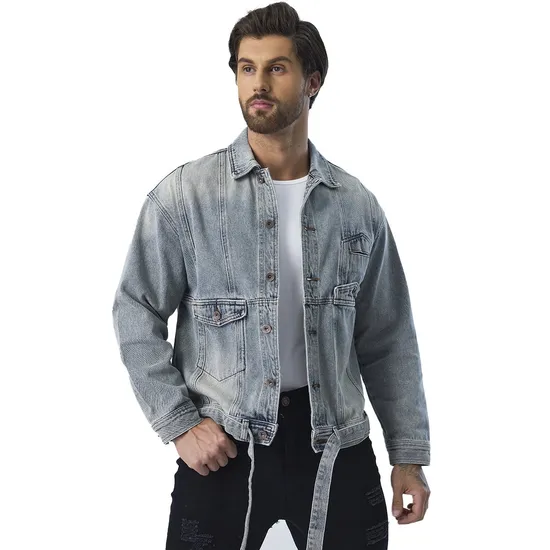 Custom Distressed Y2K Jean Long Sleeve Designer Fashion Denim Jacket