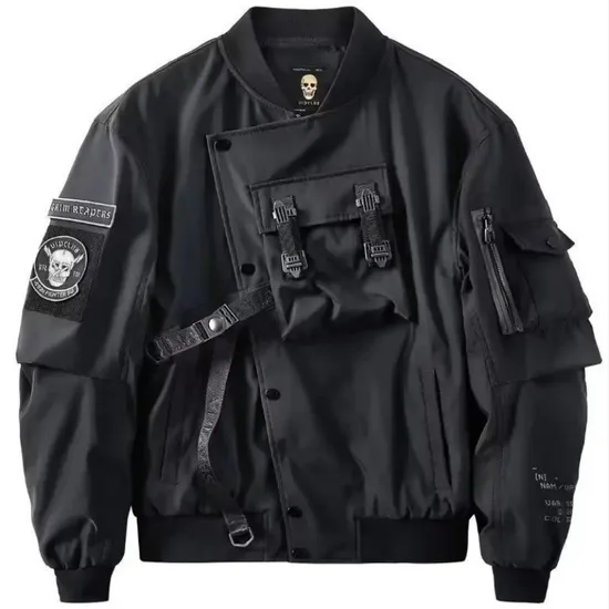 Custom Dark Style for Men Hip Hop Multi Pockets Techwear Bomber Jacket