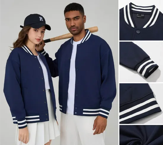 Stock Wholesale High Quality Cotton+Polyester Baseball Jacket, Varsity Jacket and Fashion Bomber Coat