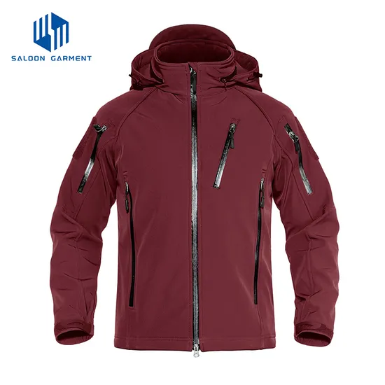 Men&prime;s Outdoor Hiking Fleece Lined Warm Hooded Windproof Coat Tactical Softshell Jacket