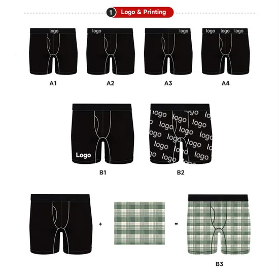 High Quality Breathable Custom Waistband Logo Solid Men′s Boxer Underwear Men′s Luxury Underpants