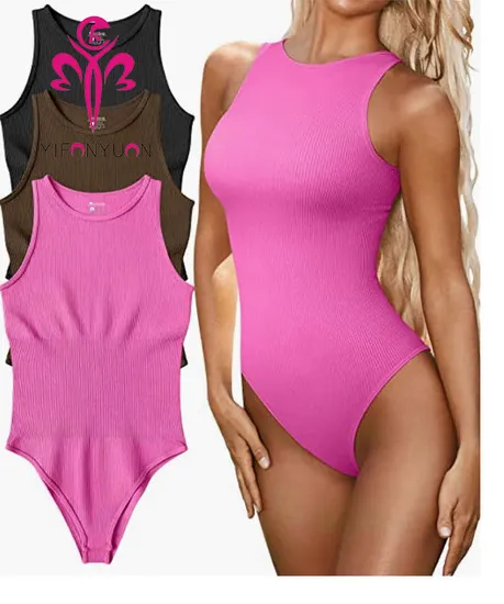 Wholesale Women′s High Collar Sleeveless Tank Top Tight Jumpsuit Slim Waist Hip Lifting Skin-Tight Garment Tight Shapers