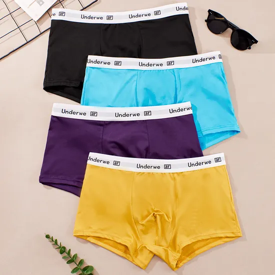 Basic Men′s Briefs Smooth Breathable Boxers Boxers Letters MID-Waist Men′s Underwear