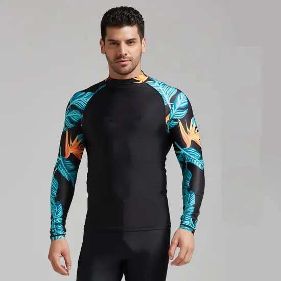 Men′s Upf 50+ Easy Dry Long Sleeve Rashguard Swim Tee