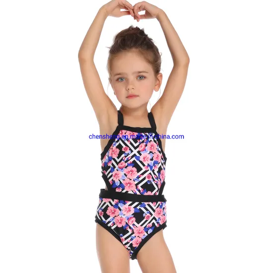 New Fashion Print One Piece Halter Beach Wear Kids Girls Micro Bikini