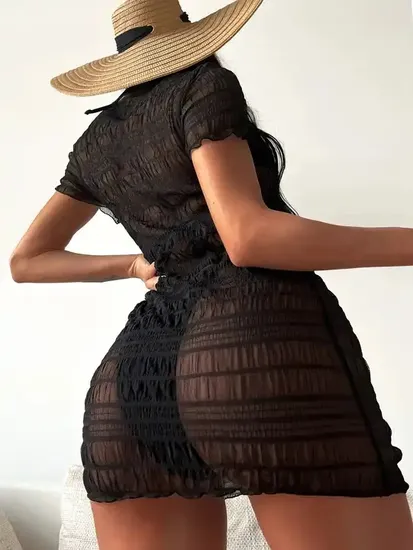 Thong High Cut Sexy 3 Piece Bikini Swimsuit with Dress