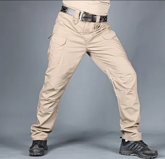 Polycotton Ripstop Water-Resistant Men Casual Trousers Outdoor Hiking Courier Cargo Pant
